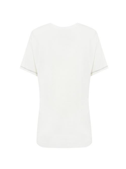 T-shirt in jersey con stampa e bande in raso Gesso Elisabetta Franchi | MA03051E2270